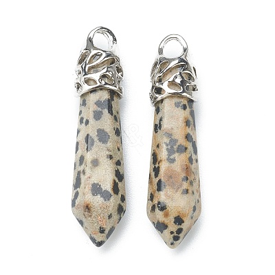Bullet Natural Dalmatian Jasper Pointed Pendants G-E332-C34-1