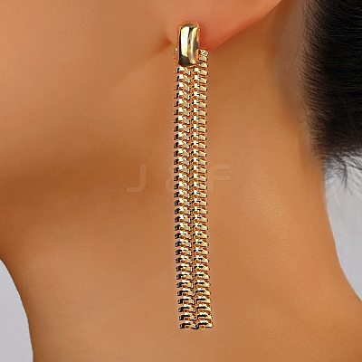 Fashionable Gold Plated Brass Snake Bone Tassel Stud Earrings for Women HC4351-1