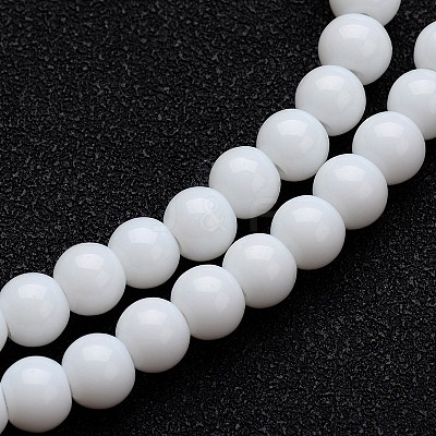 Opaque Color Glass Round Bead Strands X-GLAA-I026-4mm-02-1