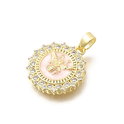 Brass Clear Cubic Zirconia Pendants KK-B187-01G-04A-1