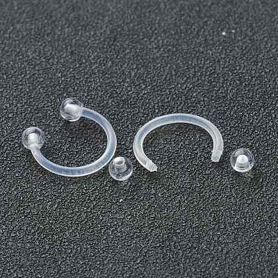 Acrylic Circular/Horseshoe Barbell with Double Round Ball AJEW-P084-04B-1