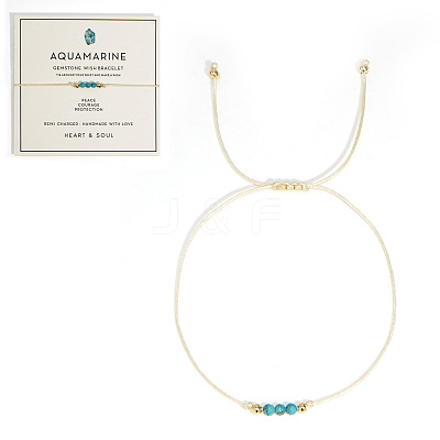 Natural Aquamarine Braided Beads Bracelets for Women LS-LU0568-3-1