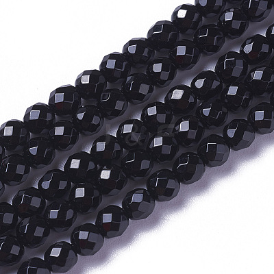 Natural Dyed & Heated Black Onyx Beads Strands G-F596-28-3mm-1