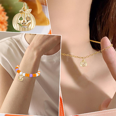 10Pcs Halloween Brass Pendants KK-BBC0005-33-1