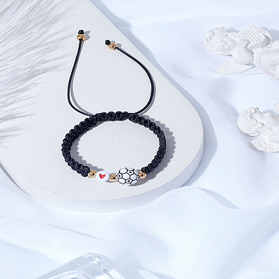 1Pc Sport Theme Acylic & Alloy Braided Bead Bracelets BJEW-LP0003-23D-1