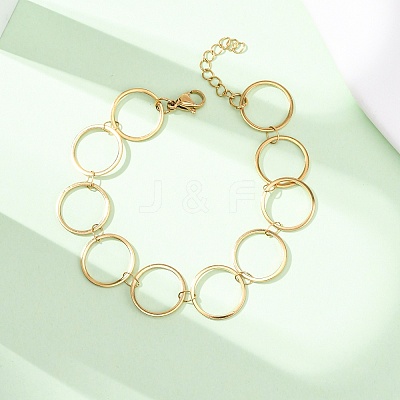 304 Stainless Steel Ring Link Chain Bracelets BJEW-P373-02C-G-1
