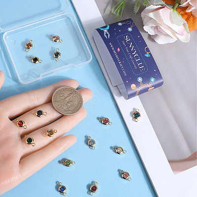 24Pcs 12 Colros 304 Stainless Steel Rhinestone Connector Charms STAS-SC0006-39-1