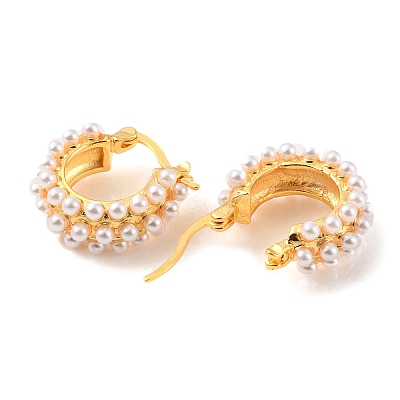 Plastic Pearl Beaded Hoop Earrings EJEW-C060-02G-1