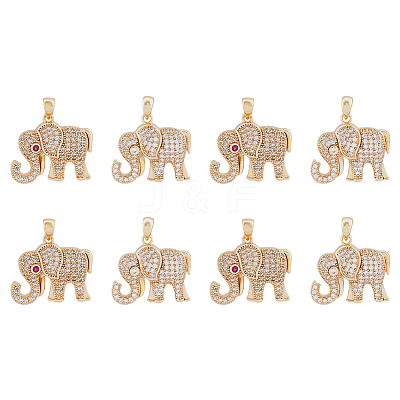 8Pcs 2 Colors Ion Plating(IP) Brass Micro Pave Cubic Zirconia Pendants KK-DC0002-91-1