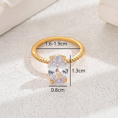 Elegant European and American Copper Zircon Oval Dove Egg Ring. MM3705-1-1