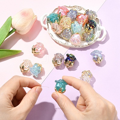 5Pcs UV Plating Transparent Acrylic Beads MACR-YW0004-28A-1