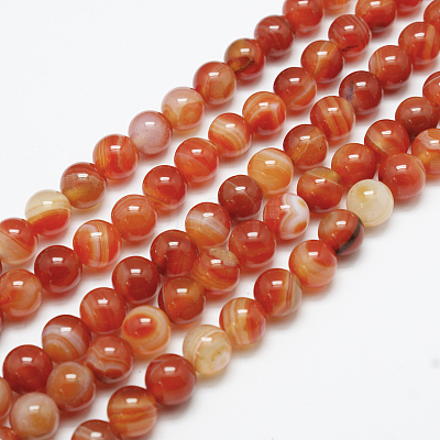 Natural Red Agate Bead Strands G-G880-05-6mm-1
