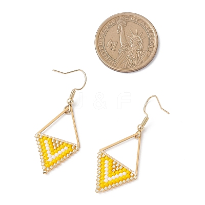 Rhombus Glass Dangle Earrings EJEW-MZ00640-1