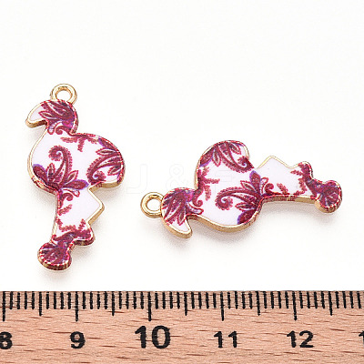 Printed Light Gold Tone Alloy Pendants ENAM-N056-210G-1