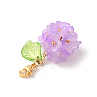 Flower Glass Pendant Decoration HJEW-TA00286-04-1