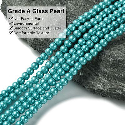 Eco-Friendly Dyed Glass Pearl Round Beads Strands HY-A002-4mm-RB073-1