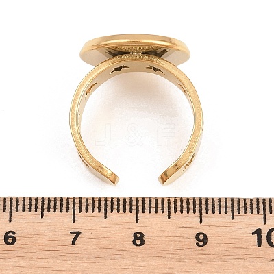 Hollow Star 304 Stainless Steel Open Cuff Ring Components STAS-F366-07E-G-1