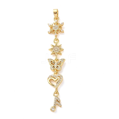 Brass Micro Pave Clear Cubic Zirconia Pendants LS-KK-D101-01C-G-1