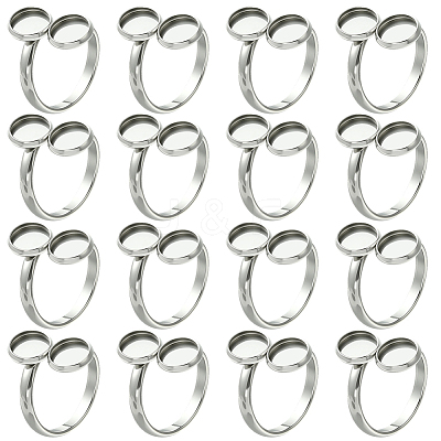 16Pcs 304 Stainless Steel Cuff Rings Components STAS-BBC0008-16-1