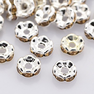Brass Rhinestone Spacer Beads RB-A014-L6mm-14S-1