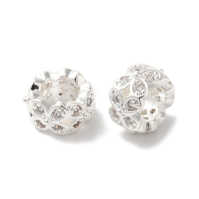 Long-Lasting Plated Brass Micro Pave Clear Cubic Zirconia Beads KK-K381-18A-S-1