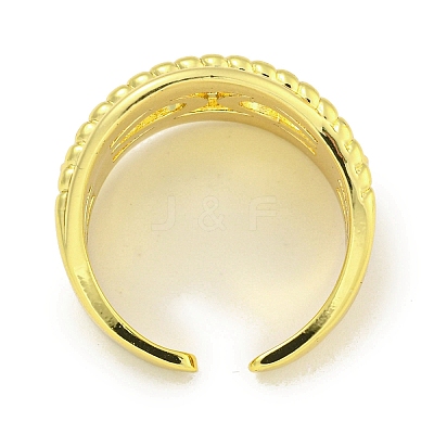 Rack Plating Brass Micro Pave Cubic Zirconia Chains Open Cuff Rings for Women RJEW-I104-08G-1