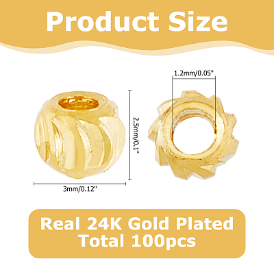 100Pcs Brass Beads KK-HS0015-29G-1