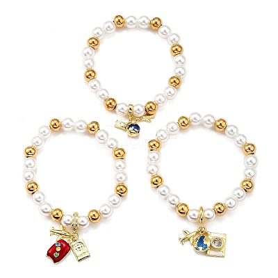 Travel Theme Brass Stretch Bracelets BJEW-C098-05-1