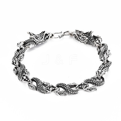 Alloy Dragon Link Chain Bracelet for Men Women BJEW-N015-011-1