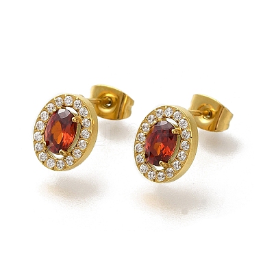 Ion Plating(IP) 304 Stainless Steel Stud Earrings EJEW-H018-01G-05-1