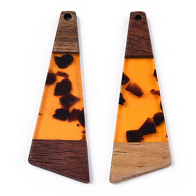 Transparent Resin & Walnut Wood Big Pendants X-RESI-TAC0017-71-B01-1