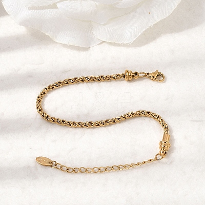 304 Stainless Steel Rope Chains Bracelets for Women BJEW-A158-02C-G-1