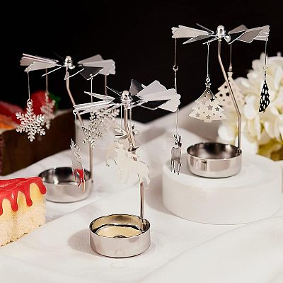 Iron Rotating Tealight Candle Holder AJEW-FG0001-20P-1