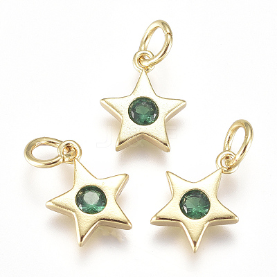 Brass Micro Pave Cubic Zirconia Charms X1-ZIRC-F111-09G-1