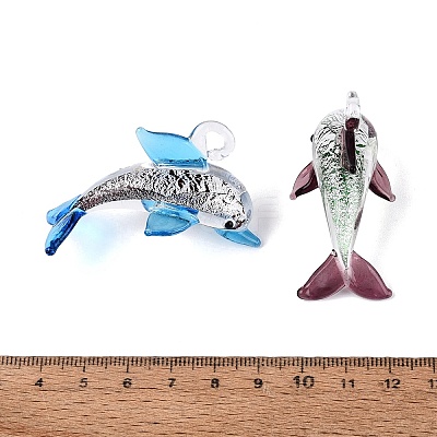 Handmade Silver Foil Lampwork Pendants LA-N048-21-1