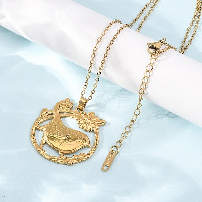 304 Stainless Steel Pendant Cable Chain Necklaces for Men Women NJEW-K308-03E-G-1