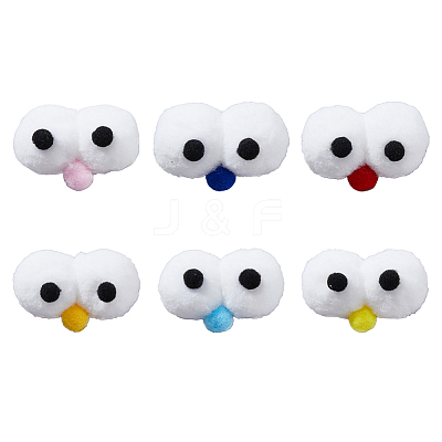 36Pcs 6 Colors DIY Craft Cartoon Movable Eye High-elastic Pom Pom Ball DIY-FH0005-60-1
