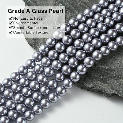 Eco-Friendly  Dyed Glass Pearl Round Beads Strands HY-A002-8mm-RB028-1