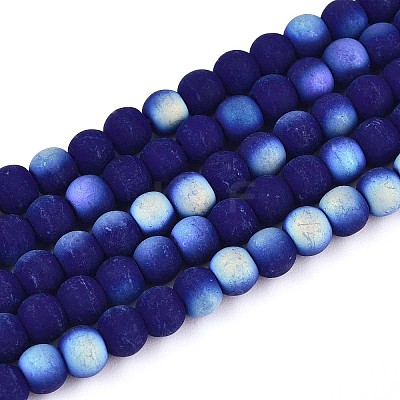 Frosted Opaque Glass Beads Strands GLAA-T032-P4mm-MBB03-1