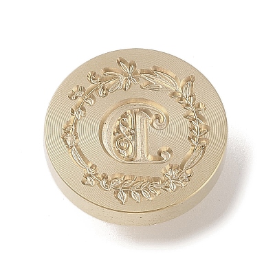 Golden Tone Wax Seal Brass Stamp Head DIY-B079-01G-D-1
