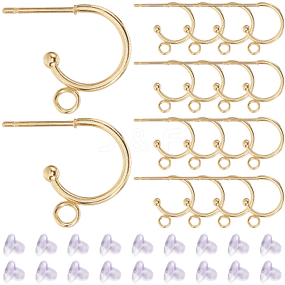 24Pc 304 Stainless Steel Stud Earring Findings STAS-SC0009-56-1