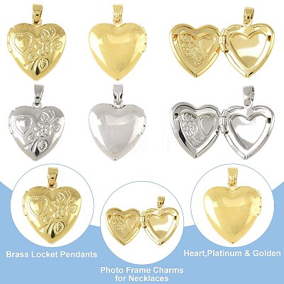 10Pcs 2 Colors Rack Plating Brass Locket Pendants KK-FS0001-89-1