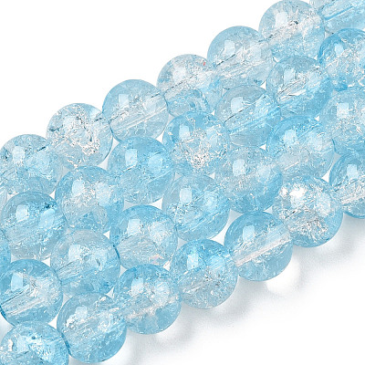 Transparent Crackle Baking Paint Glass Beads Strands DGLA-T003-01B-06-1