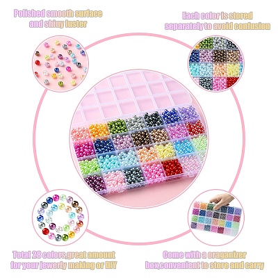 1960Pcs 28 Colors Spray Painted ABS Plastic Imitation Pearl & Transparent Acrylic Beads OACR-YW0001-90-1