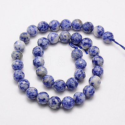 Natural Blue Spot Jasper Beads Strands G-G542-6mm-01-1