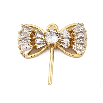 Brass Micro Pave Clear Cubic Zirconia European Dangle Charms Bails KK-P289-07G-1