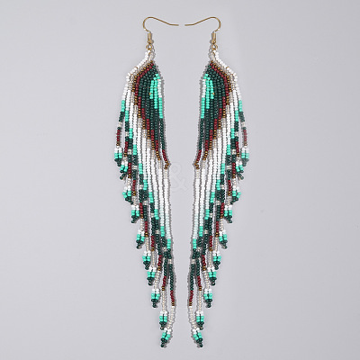Bohemian Long Tassel Glass Seed Beaded Dangle Earrings for Women LS-IW9172-2-1