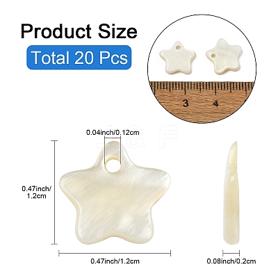 20Pcs Natural Freshwater Shell Star Charms SHEL-YW0001-14-1