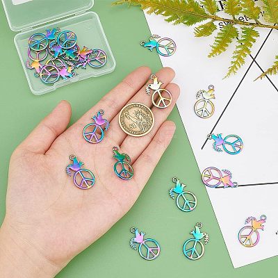 20Pcs Rainbow Color Alloy Pendants FIND-FH0003-56-1