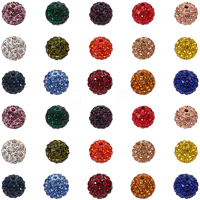 150Pcs 15 Colors Pave Disco Ball Beads RB-PA0001-09A-1